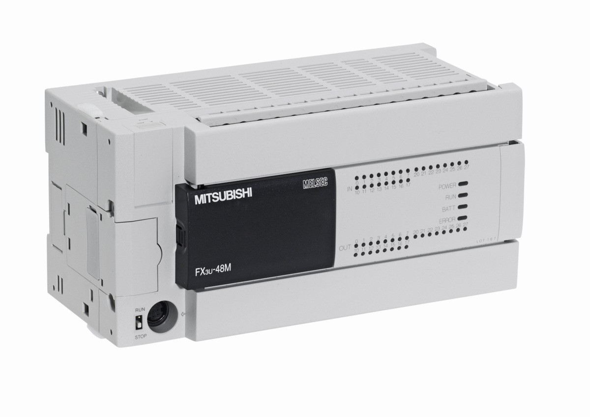 PLC, FX3U-48MR/ES-A Base Unit AC 100-240 V; 24 inputs DC 24 V; 24 relay outputs