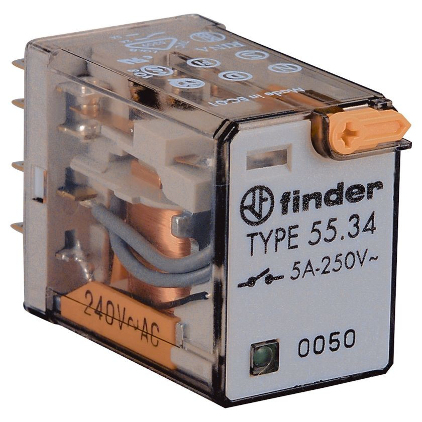 Finder Miniature General Purpose Relay Plug-In Mount 4P 4CO 5A 24VDC 14 Pin Flat